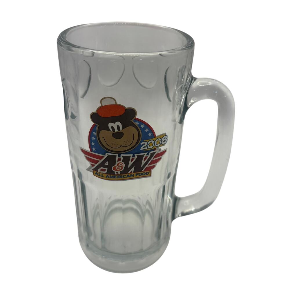 A&W All American Food 2008 Root Beer Bear Heavy Glass Mug Stein Vintage Promo